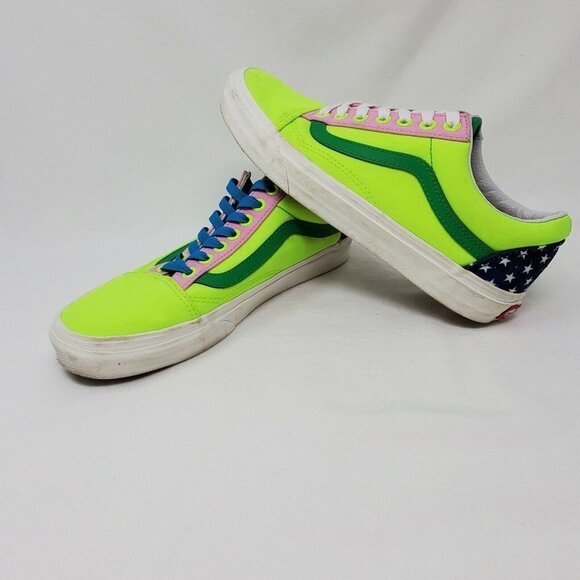 Vans Other - VANS Old Skool Unisex Custom Designs Green Pink Flag Red   Men's Shoes Sz 7.5